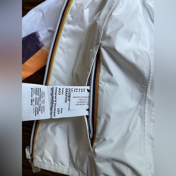 K Way Kids polka dot-print hooded jacket Sz. 10 white - Picture 7 of 7